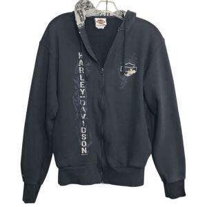 Harley-Davidson Women's Full Zip Black Hoodie, Estimated Size Small-Medium